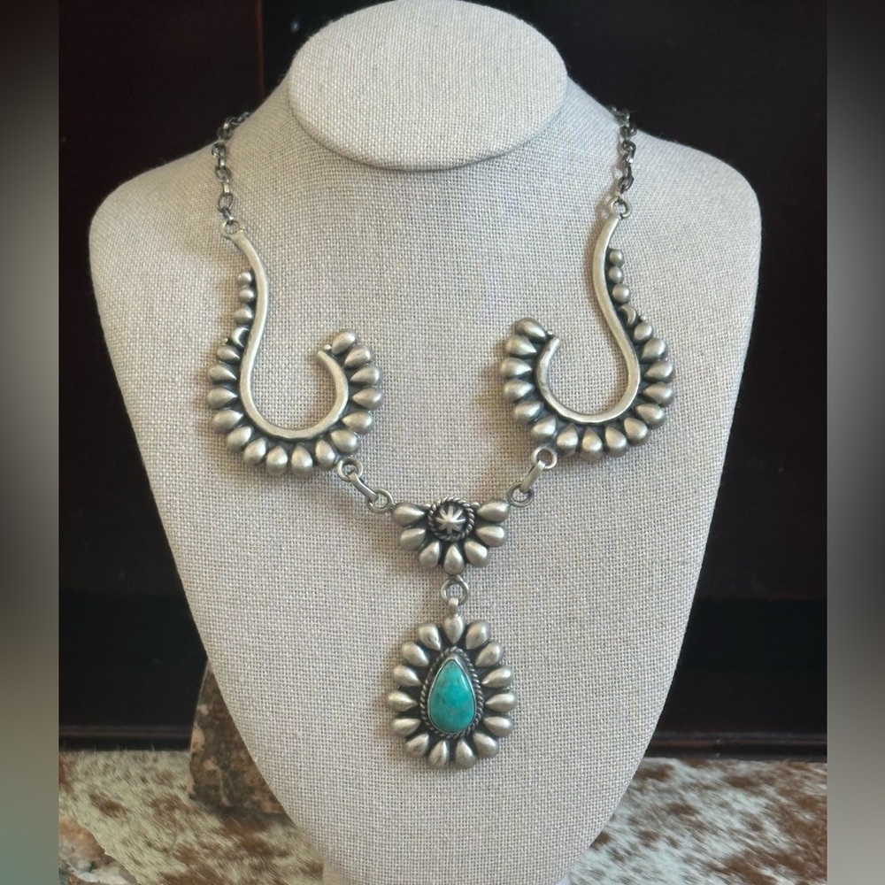 Kingman Turquoise Statement Lariat Southwestern S… - image 1